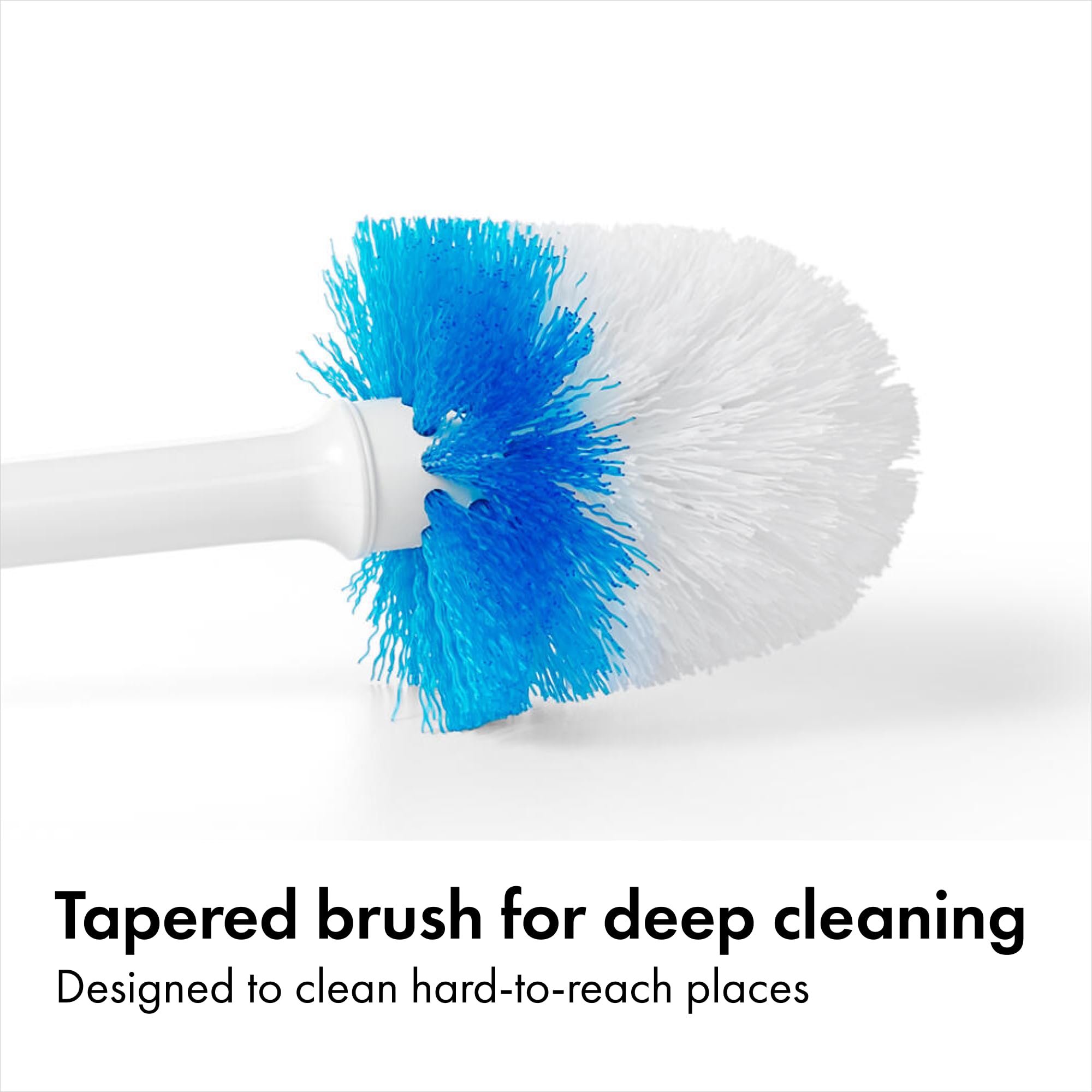 OXO Good Grips Compact Toilet Brush & Canister, Toilet Bowl Brush and Holder with Automatic Canister Door, Bathroom and Small Spaces Cleaning Supplies