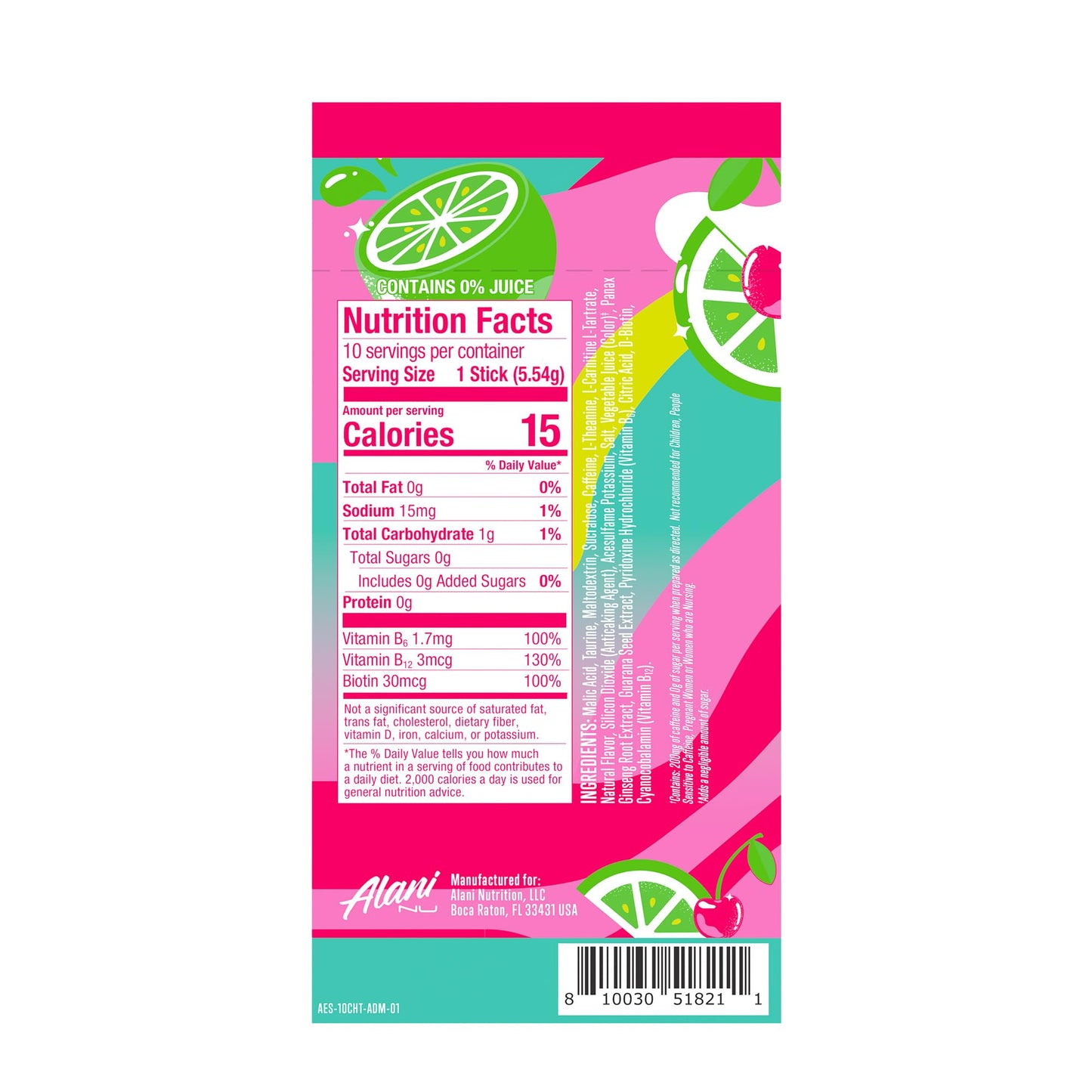 Alani Nu CHERRY TWIST Energy Sticks, Energy Drink Powder, 200mg Caffeine, Pre Workout Performance with Antioxidants, On-The-Go Drink Mix, Biotin, B