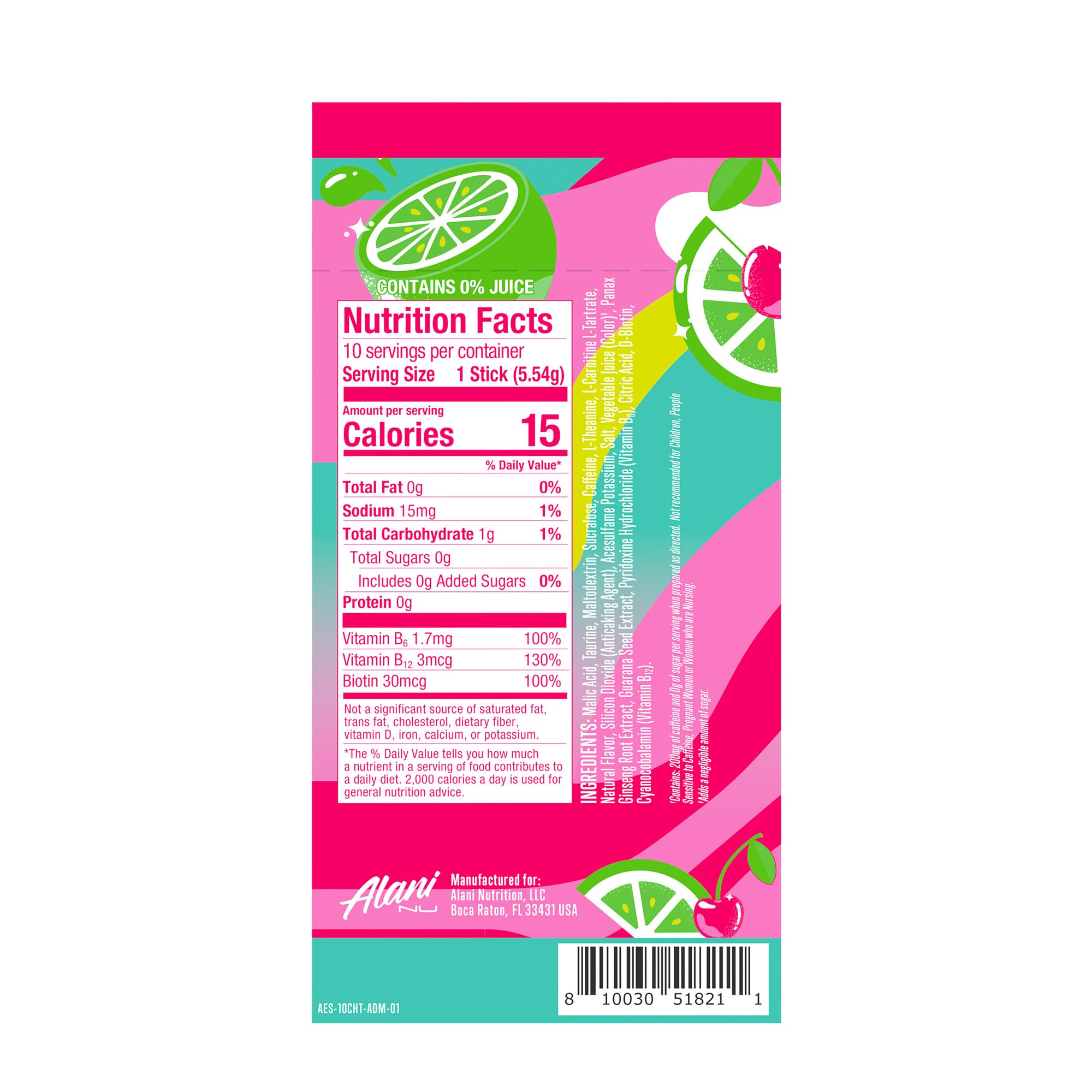 Alani Nu CHERRY TWIST Energy Sticks, Energy Drink Powder, 200mg Caffeine, Pre Workout Performance with Antioxidants, On-The-Go Drink Mix, Biotin, B