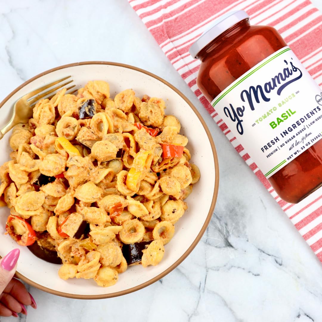 Yo Mama's Foods Keto Tomato Basil Pasta and Spaghetti Sauce - Pack of (3) - No Sugar Added, Low Carb, Low Sodium, Vegan, Gluten Free, Paleo Friendly