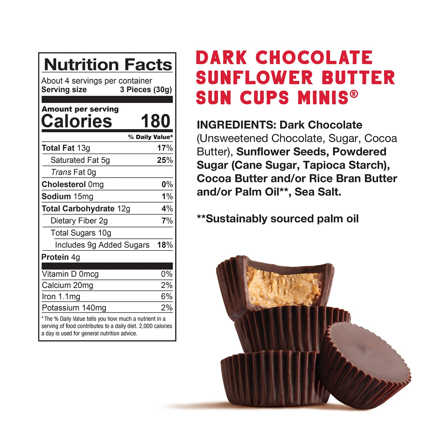 Free 2b Foods Dark Chocolate Sun Cups Minis Gluten-Free, Dairy-Free, Nut-Free and Soy-Free - 4.2 Oz. (Pack of 6)