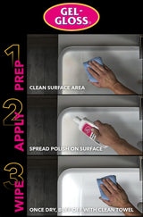 Gel-Gloss Home Kitchen & Bath Polish | Carnauba Cleaner Wax Formulation | Removes Water Spots, Light Scratches & Stains | Restores Color & Shine |