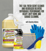 Fresh Scent Cleaner and Degreaser by Greased Lightning 1 gal Liquid Bundle with Lemon Scent Cleaner and Degreaser 32 oz Liquid + 2 Microfiber Cloth +