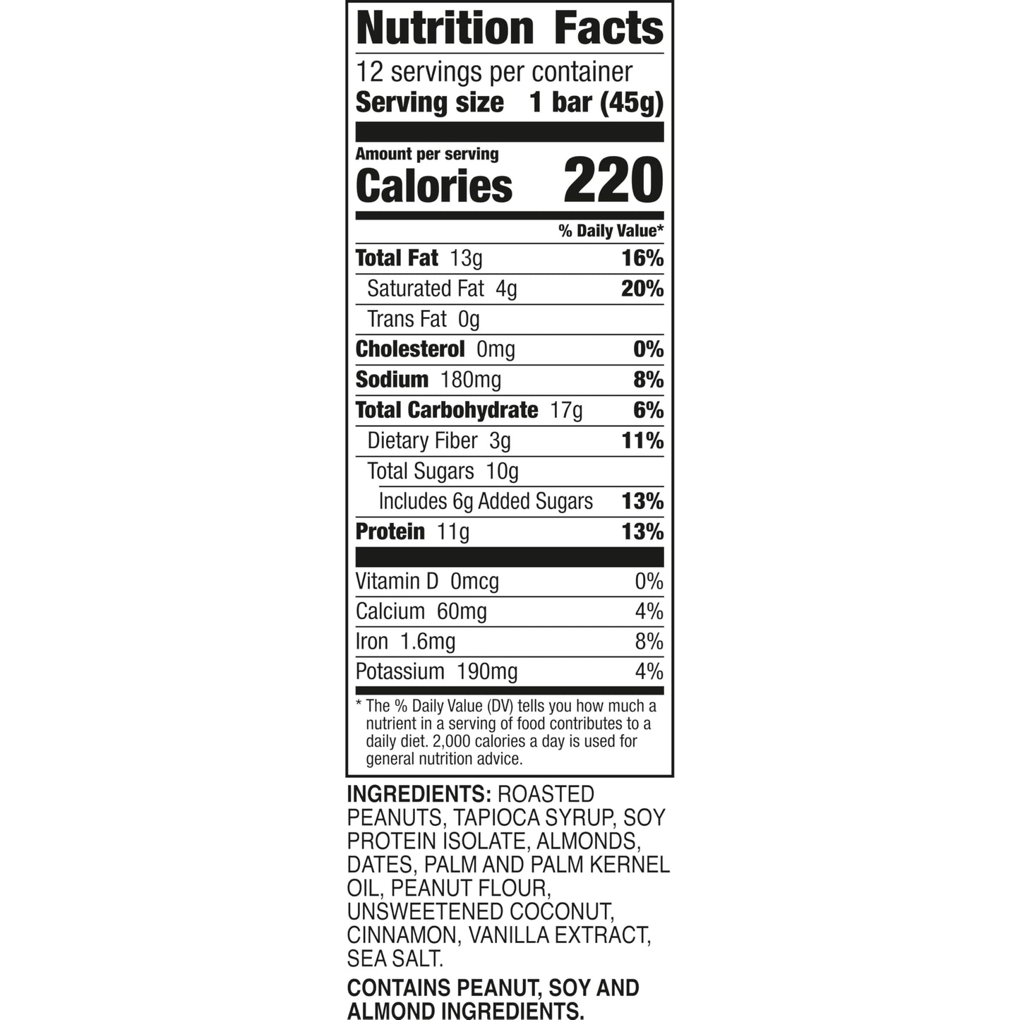 Larabar Cinnamon Nut Protein Bars, Peanuts and Almonds, 11g Protein, 12 Ct, 19.08 oz