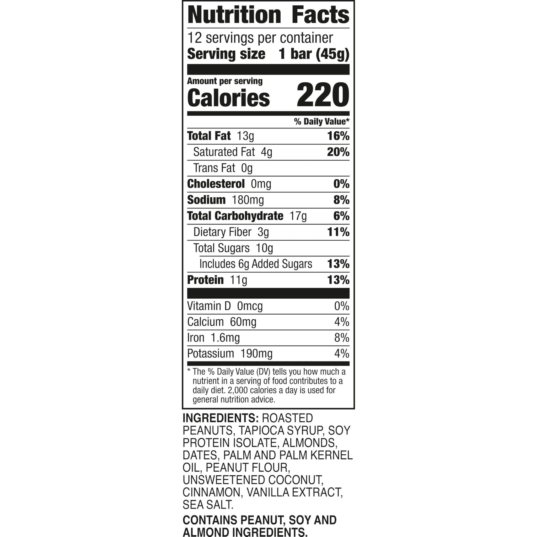 Larabar Cinnamon Nut Protein Bars, Peanuts and Almonds, 11g Protein, 12 Ct, 19.08 oz
