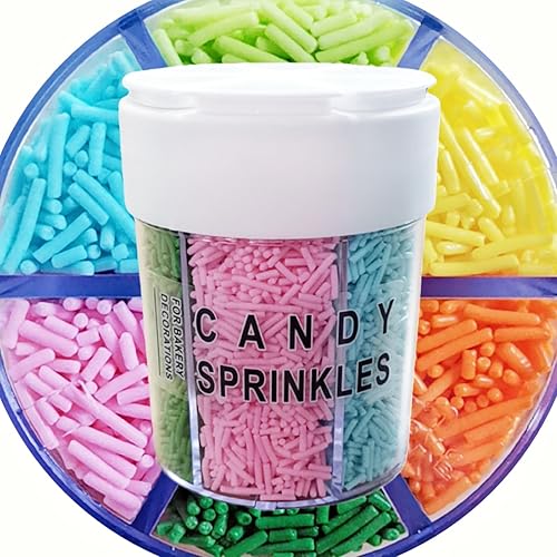 HeDeon&Rles Blue Green Yellow Pink Orange Easter Jimmies Sugar Sprinkle Edible for Baking Decoration Cake Cupcake Icing Cookie Pancake Toppers Easter