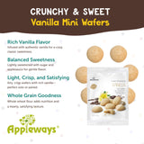 Appleways Mini Vanilla Wafers, 1 oz, 20 Count - Whole Grain Vanilla Wafer Cookies, Individually Wrapped Snacks for Kids & Adults, No Preservatives