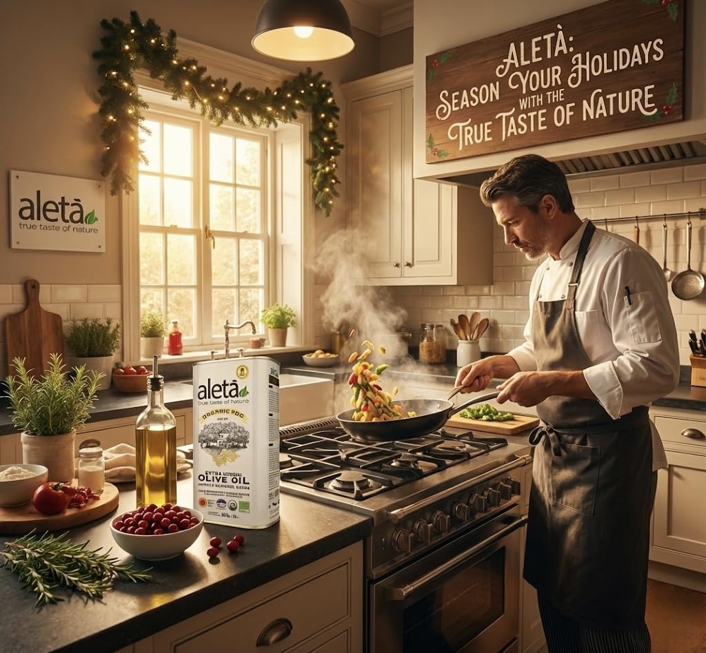 Aleta Farms Olive Oil Extra Virgin, USDA Organic, Single Estate PDO Polyphenol Rich Olive Oil, Cold Pressed, Global Gold Awards, Kosher, 33.8 Fl oz