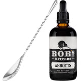 Abbotts Aromatic Cocktail Bitters Bundle, Bob's Abbotts Bitters 100 ml with Cocktailier 7-Inch Bar Spoon