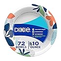 Dixie Small Paper Bowls, 10 Oz, 72 Count, Microwave-Safe, Soak-Proof, Disposable Bowls Great For Snacks, Dessert, And Light Lunch Meals