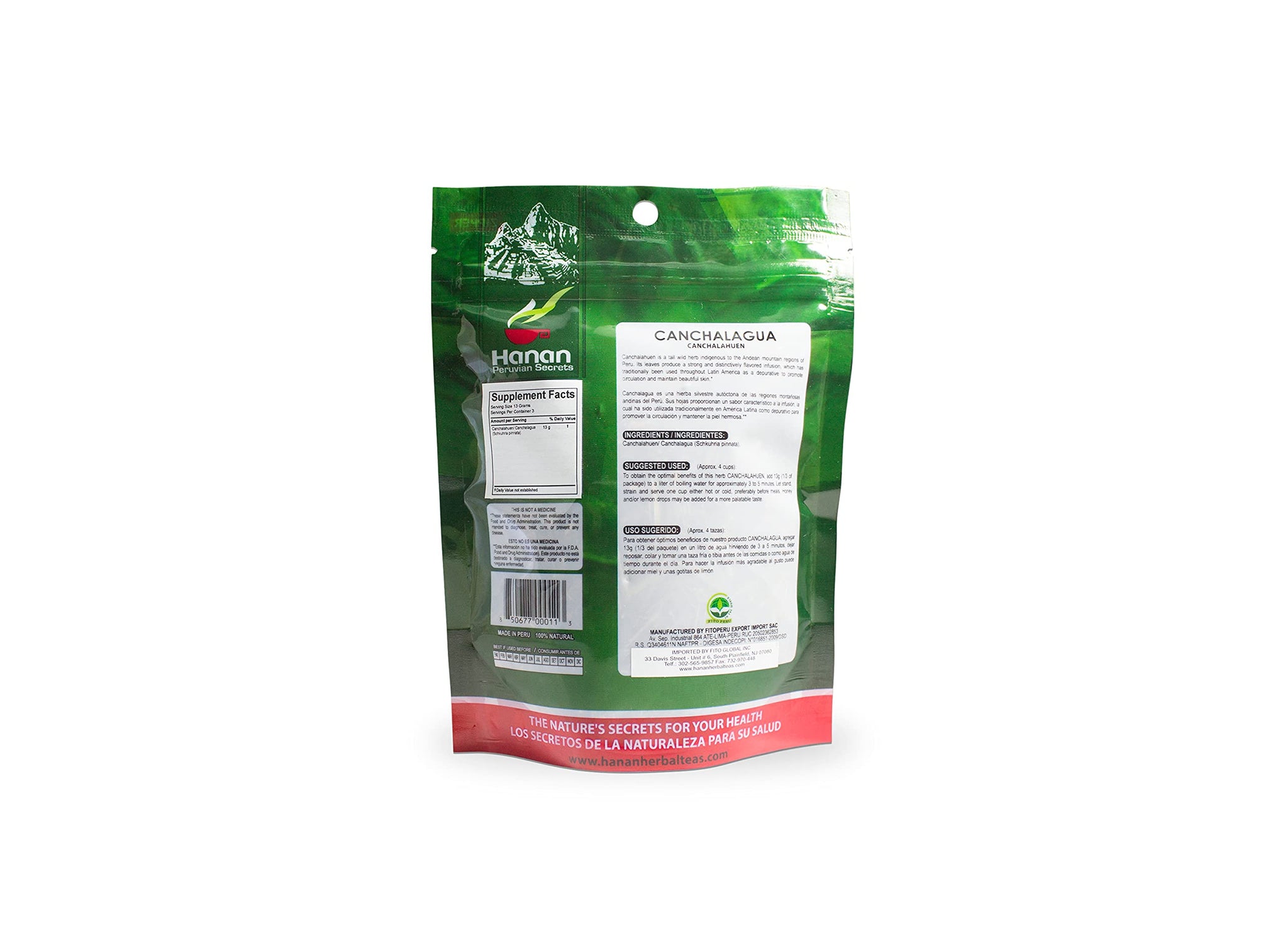 Hanan Peruvian Secrets Canchalahuen Herbal Tea | 100% Natural Canchalahuen | 1.41oz / 40g | Naturally Depurative Aid | Promotes Clear Skin