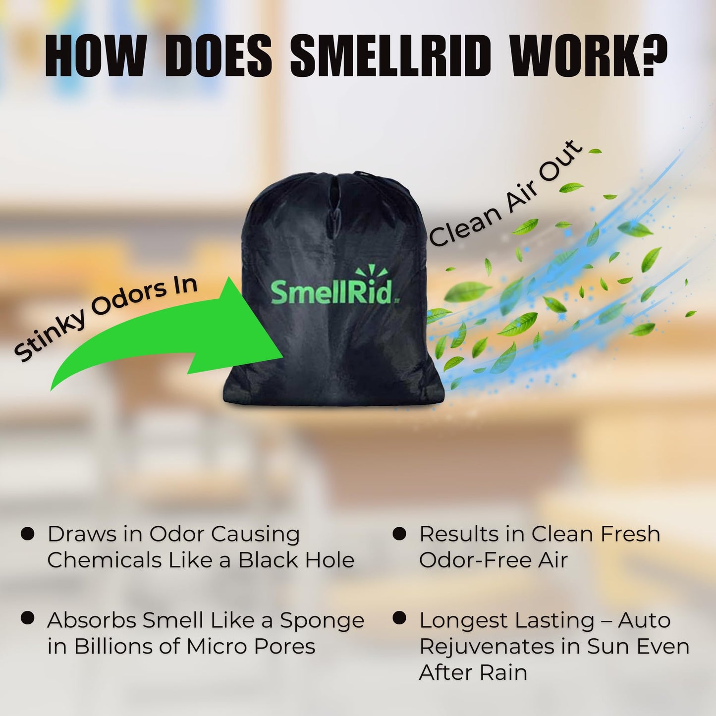 SMELLRID Activated Carbon Odor Eliminator Pouch - Neutralizes Odors in Closets