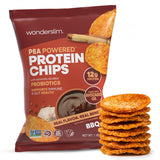Wonderslim Protein Chips with Probiotics, BBQ | 12g Plant Protein, 170 Cal | High Protein Chips, Vegan, Gluten Free, Non-GMO | Made with Avocado Oil