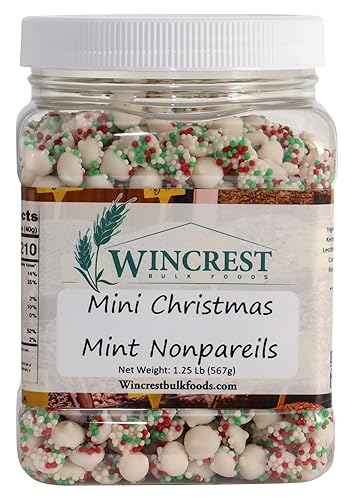 WinCrest Christmas Chocolate Nonpareils - 1.25 Lb Tub (Mini Mint Drops)