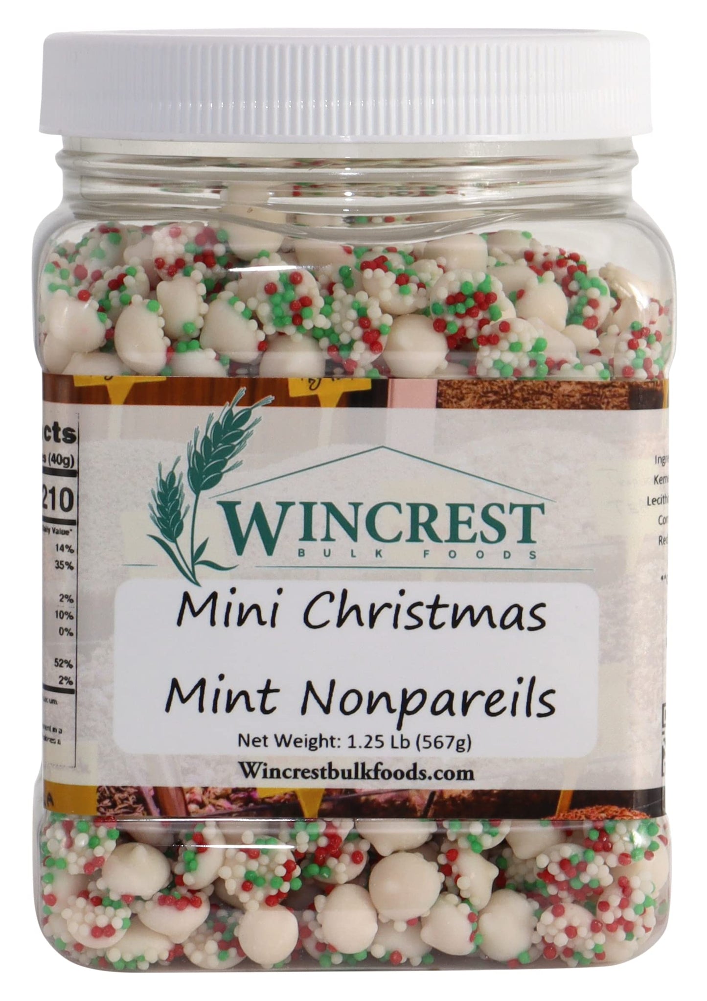 WinCrest Christmas Chocolate Nonpareils - 1.25 Lb Tub (Mini Mint Drops)