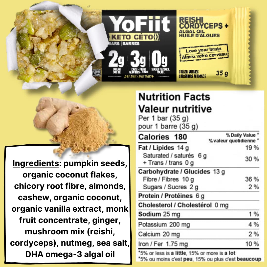 YoFiit Keto Bars - Raw, Low Carb, Keto Friendly Healthy Snacks 3g Net Carbs - Vegan, Gluten Free, Paleo Seed Granola Breakfast Bars | No Stevia |