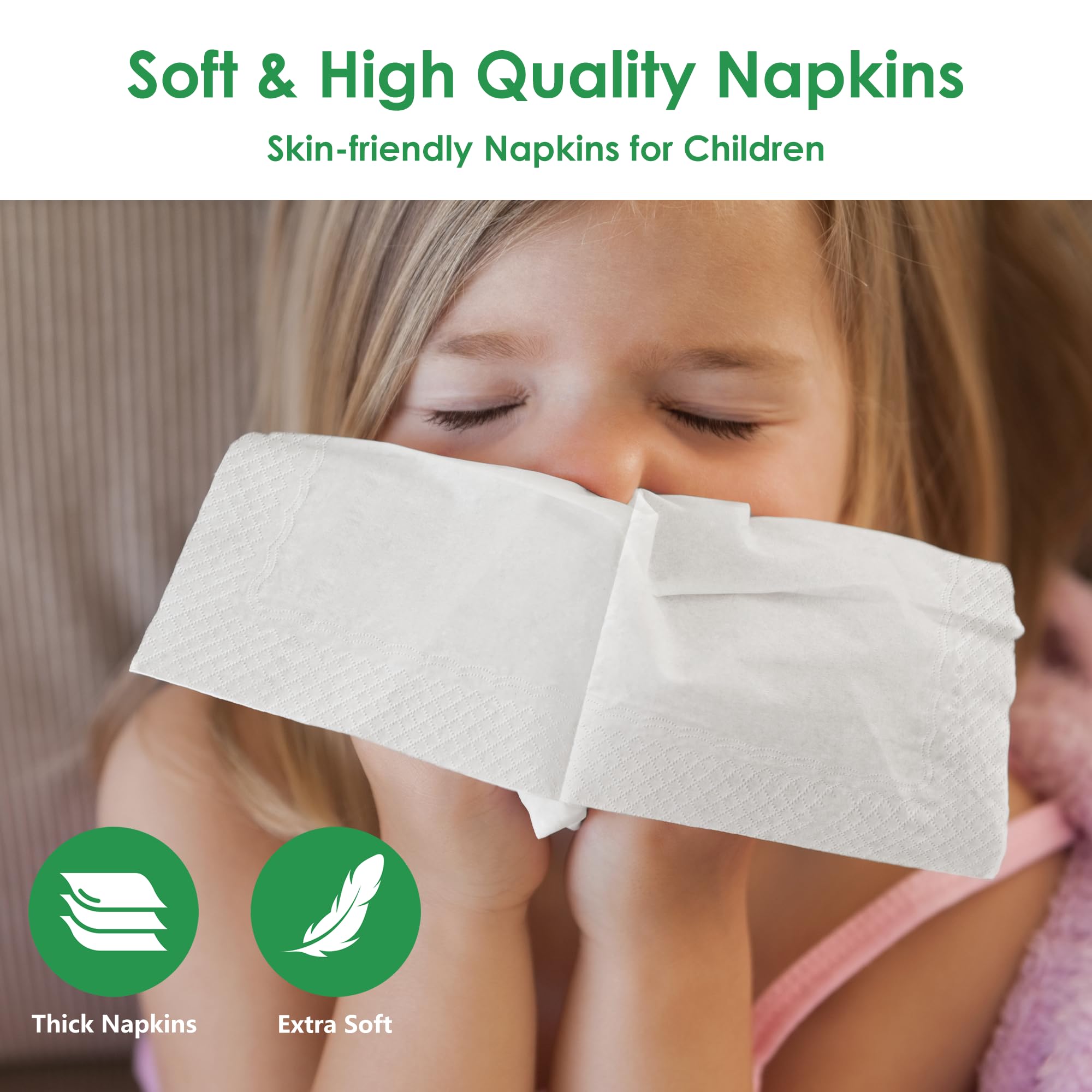 FEHHTO Disposable Napkins - 200 Count Everyday Paper Napkins - 13"x13", 2-Ply Premium Quality Dinner Napkins - Soft, Absorbent for Kitchen