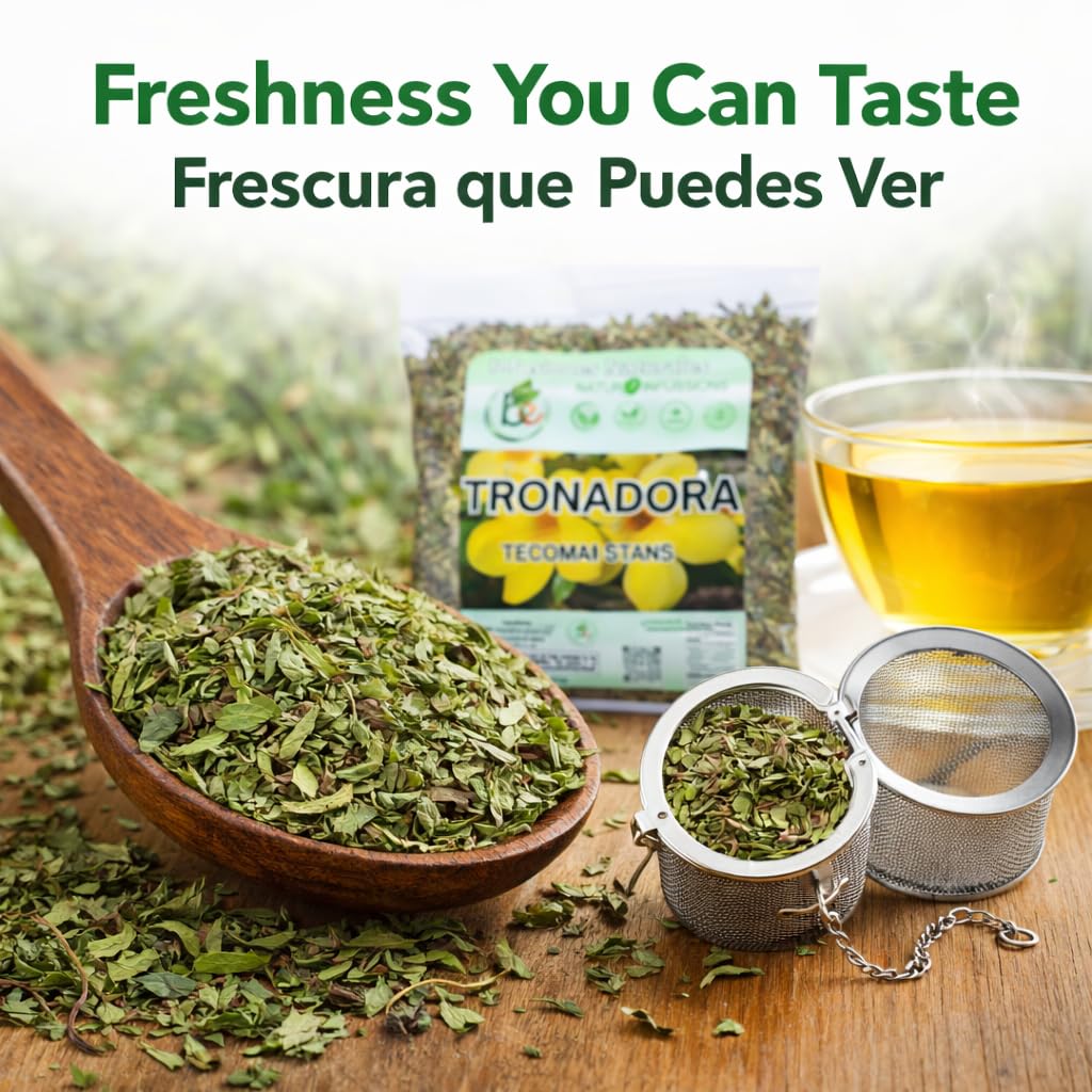 Tronadora Herbal Tea 4 oz (113g) - 100% Natural Yellow Elder Leaves (Tecoma stans) - Traditional Mexican Retama Loose Leaf Te, Caffeine-Free, Vegan