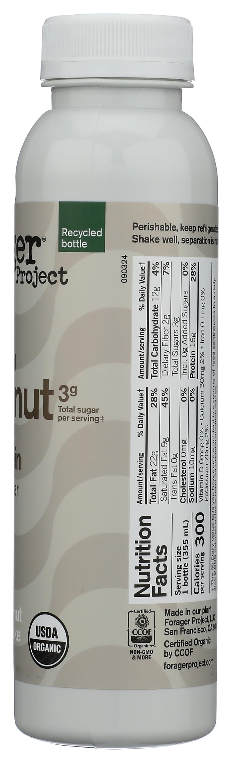 Forager Project Organic Unsweetened Cashew Coconut Shake, 12 FZ