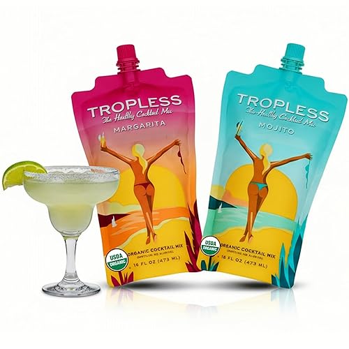 TROPLESS Healthy Margarita & Mojito Mix, No Sugar Added, Plant-Based Sweeteners, 5 Organic Ingredients, with Hydrating Coconut Water and Electrolytes