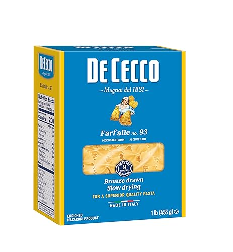 De Cecco Semolina Pasta, Farfalle No.93, 1 Pound (Pack of 12)