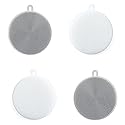 4PCS Silicone Dish Scrubber, Multipurpose Round Silicone Sponges Reusable Dish Brush Dish Brush for Kitchen Dish Dishes Fruits Vegetables(Gray+White)