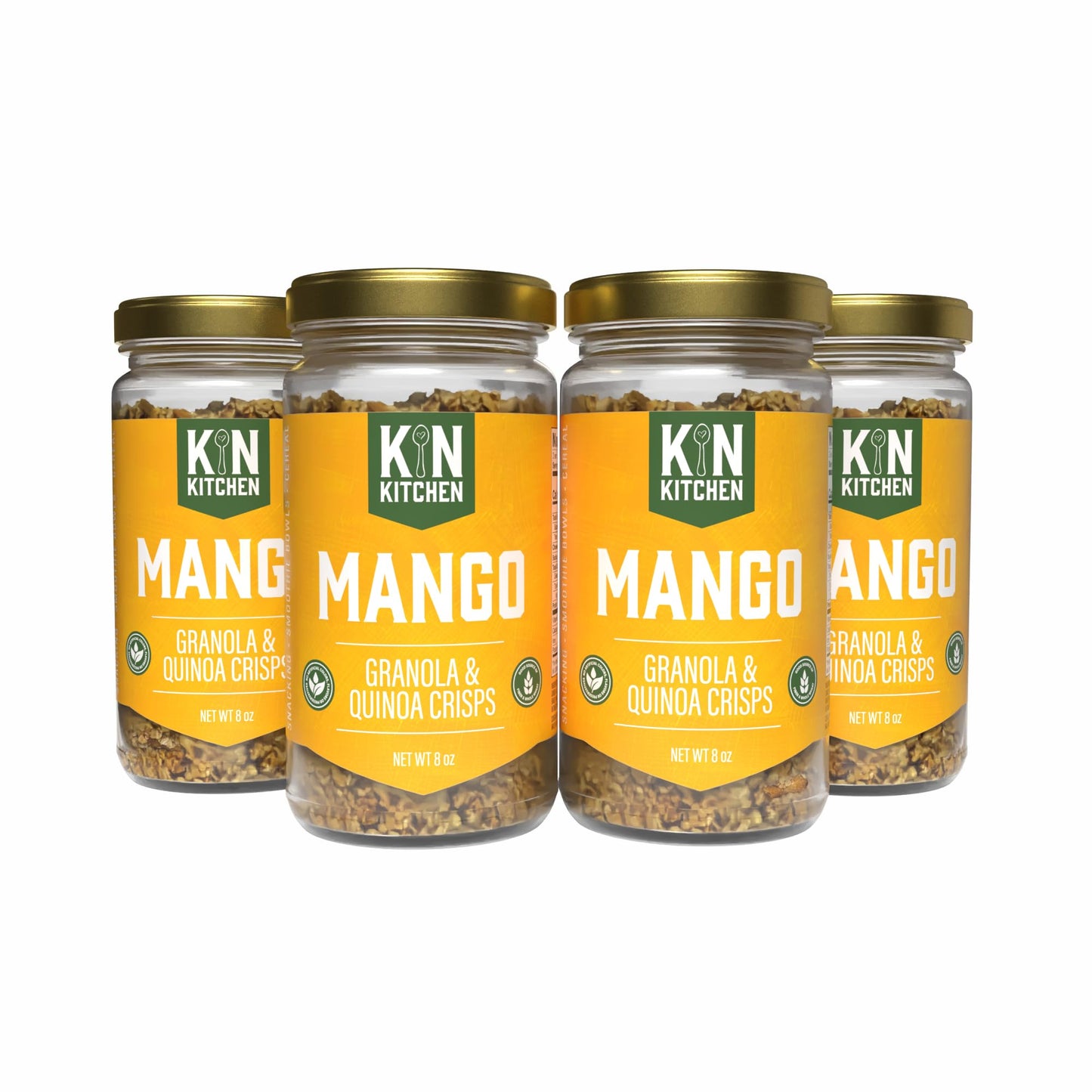 Kin Kitchen non-GMO Granola & Organic Quinoa Crisps, in a Glass Jar Recyclable and Resusable. Made with Real Fruit. No Aritificial Colors, Flavors, or