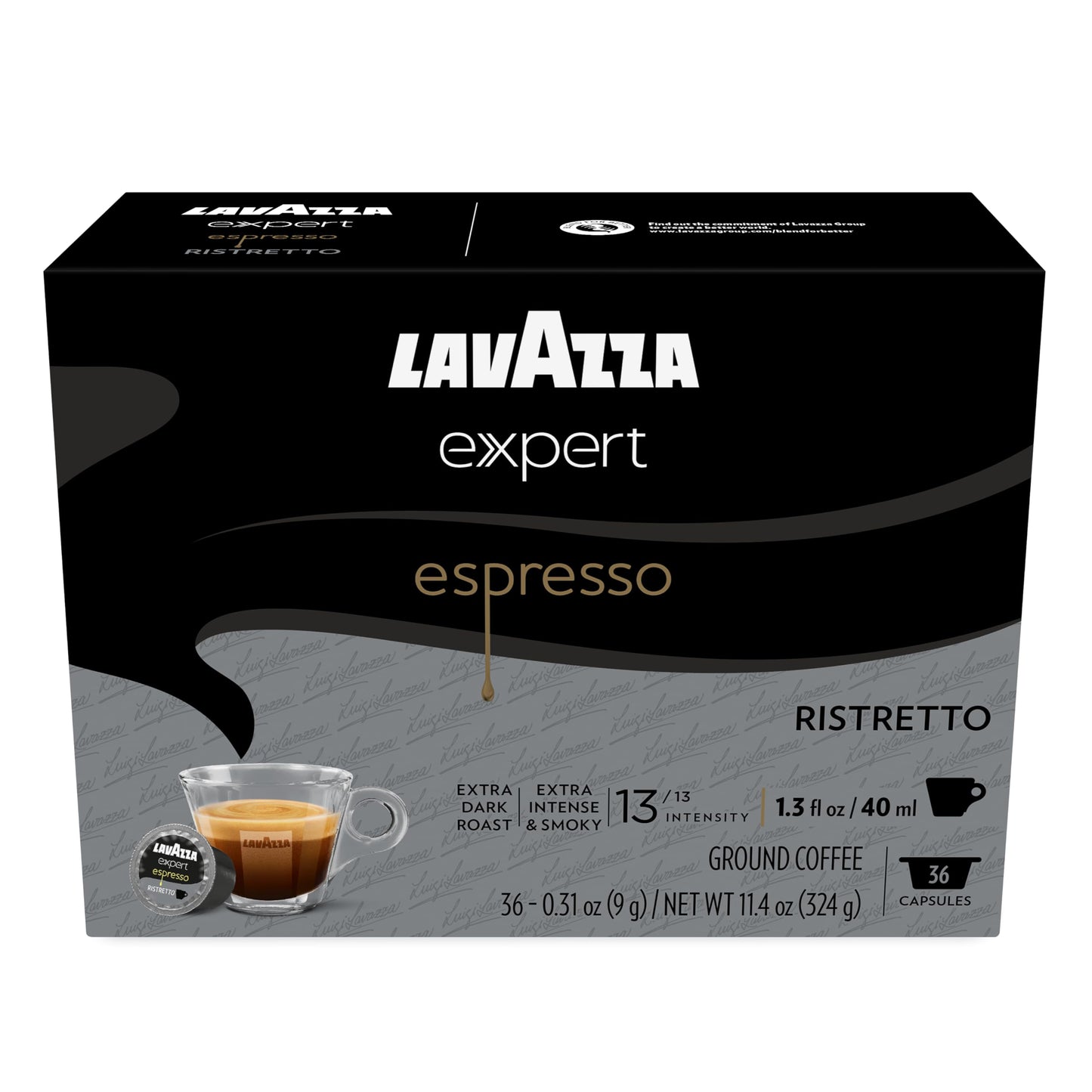 Lavazza Expert Espresso Ristretto Capsules, Extra Dark Roast, Arabica and Robusta Blend, Compatible with Lavazza Classy Machines (36 Capsules)