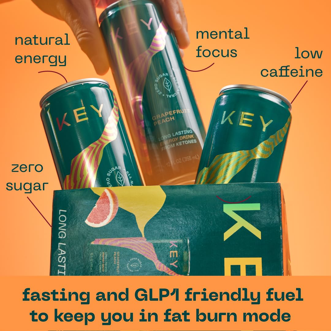KEY Ketone Energy Drink - Sugar Free and All Natural from Ketones for Long Lasting Energy and optimal Green Tea Caffeine and L-Theanine for Mental