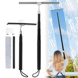 Toncoke 2 in 1 Window Squeegee, Shower Squeegee Window Cleaning Kit with Extension Pole Long Handle Squeegee for Shower Glass Floor Bathroom Home