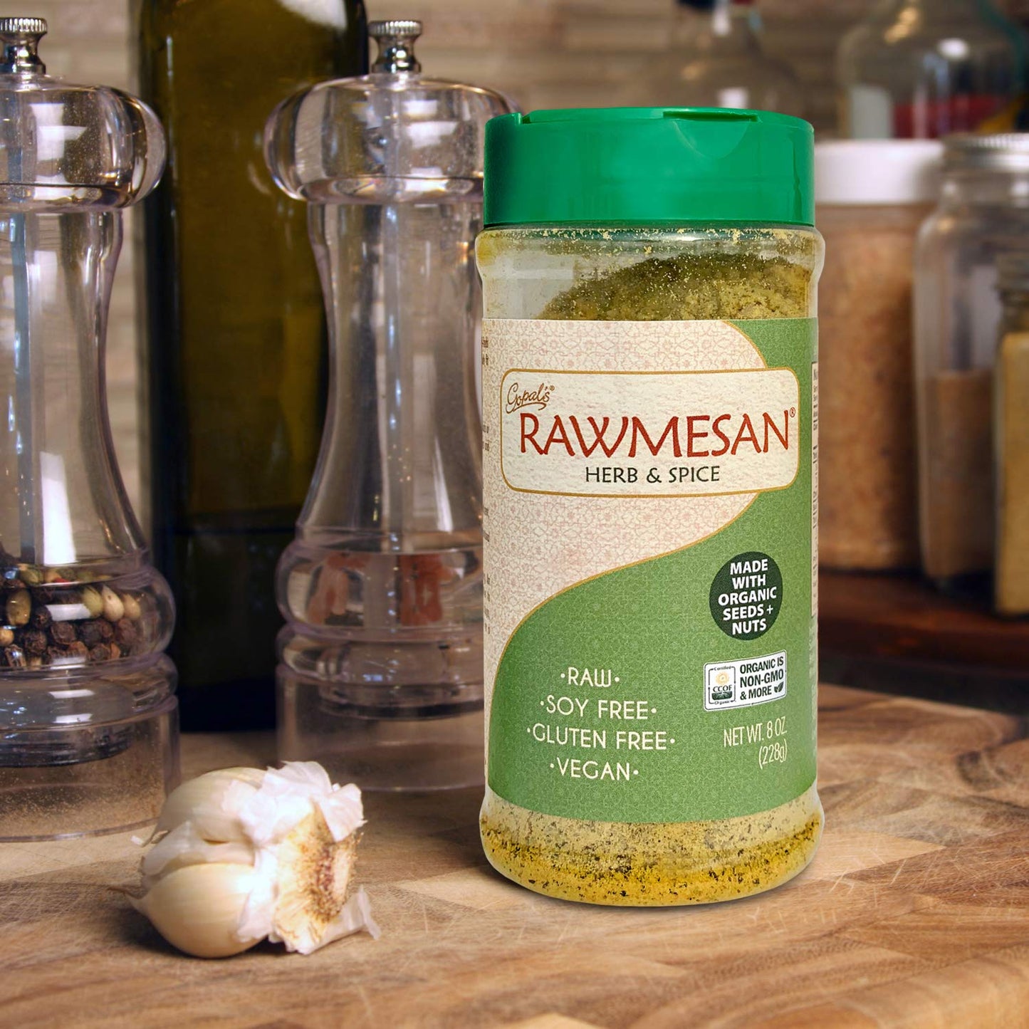 Vegan Nutritional Yeast Seasoning, Gopal’s Rawmesan Herb & Spice (Parmesan Cheese Alternative) - 8 Ounces | Keto, Whole 30, and Paleo Friendly