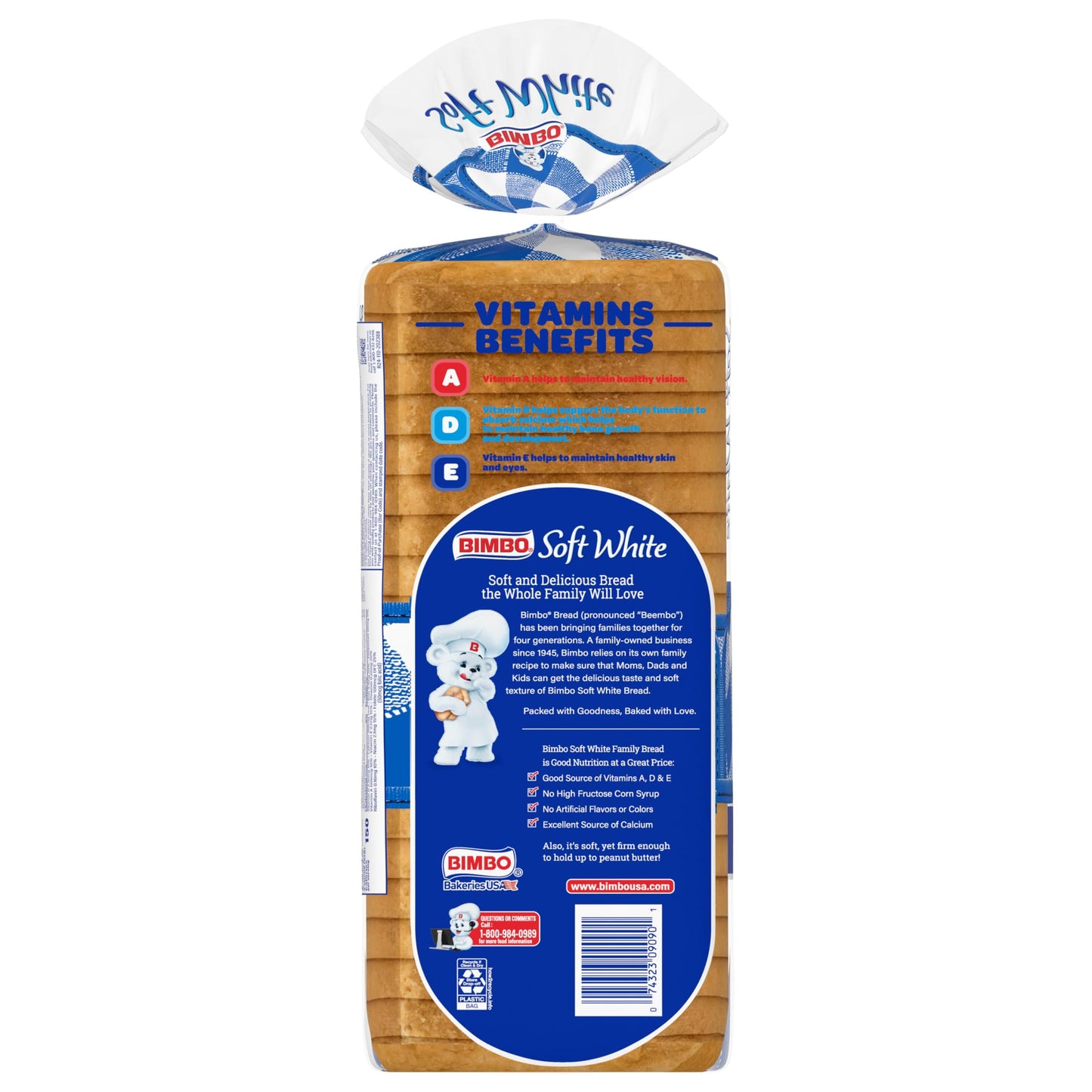Bimbo Soft White Bread, White Bread, 20 oz Bag