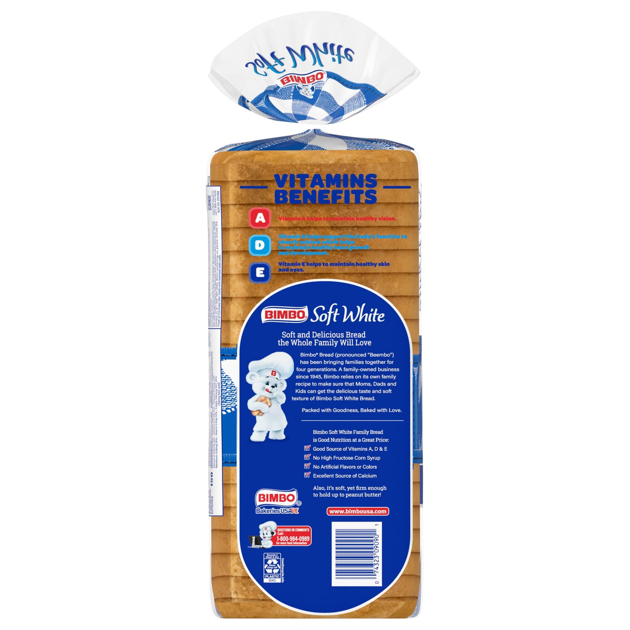 Bimbo Soft White Bread, White Bread, 20 oz Bag