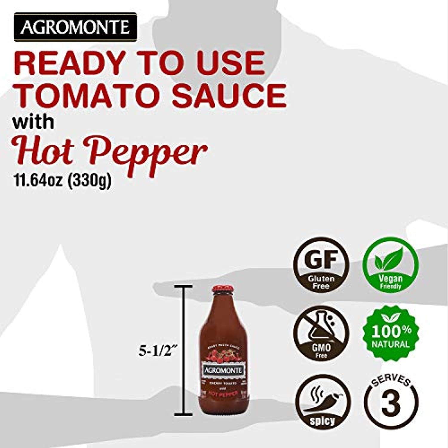 Agromonte Authentic Italian Cherry Tomato Pasta Sauce with Hot Peppers - Taste of Italy Gourmet Foodie and Chef Gift - Ready to Use, Certified Kosher