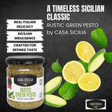 CASA SICILIA Green Rustic Pesto 180 gr, Product of Sicily, Italy (Pack of 1)