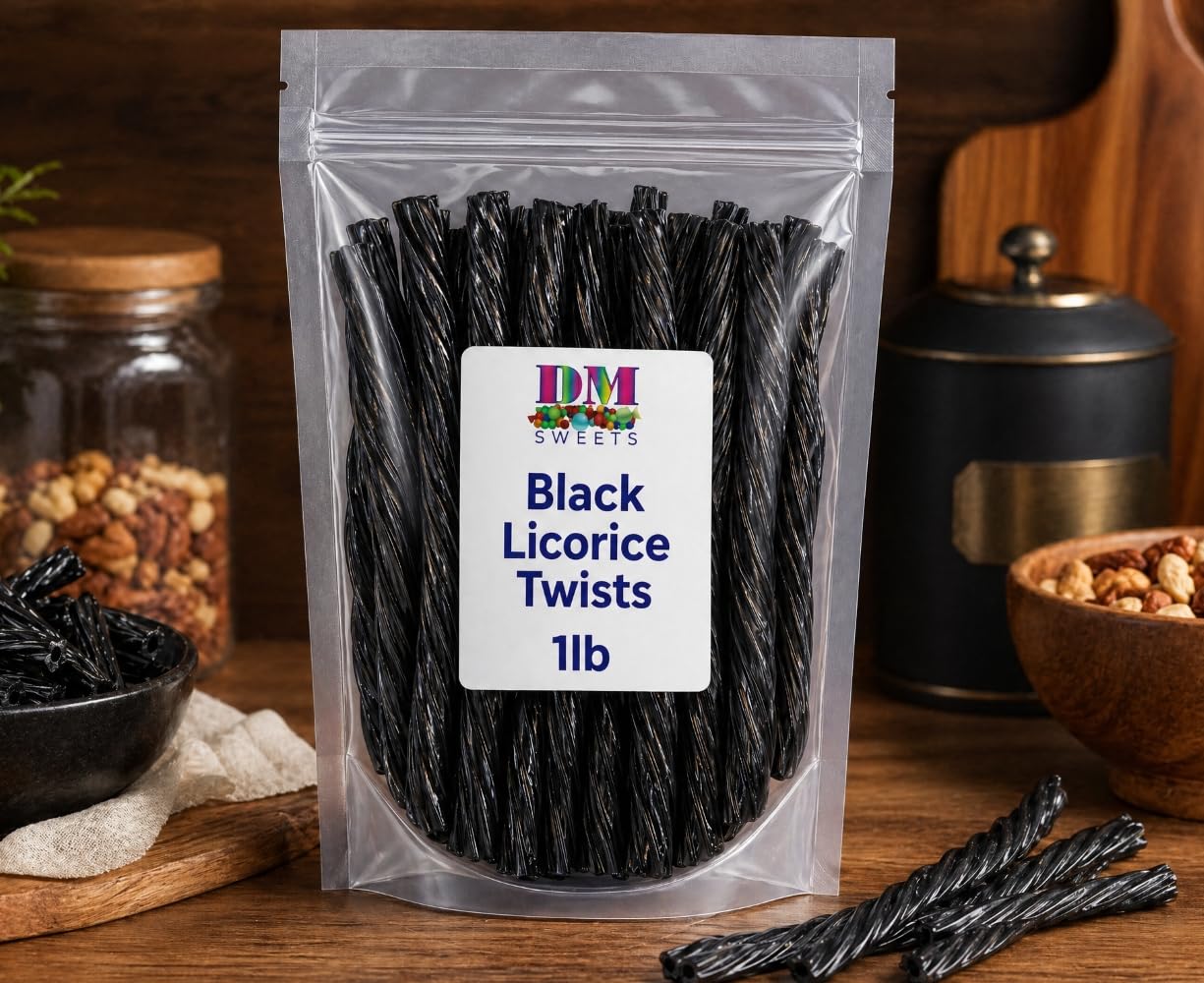 Black Licorice Twists - 1 lb Bag of Classic Soft & Chewy Licorice Candy - Bold Old?Fashioned Flavor - Fresh, Premium Quality Twists