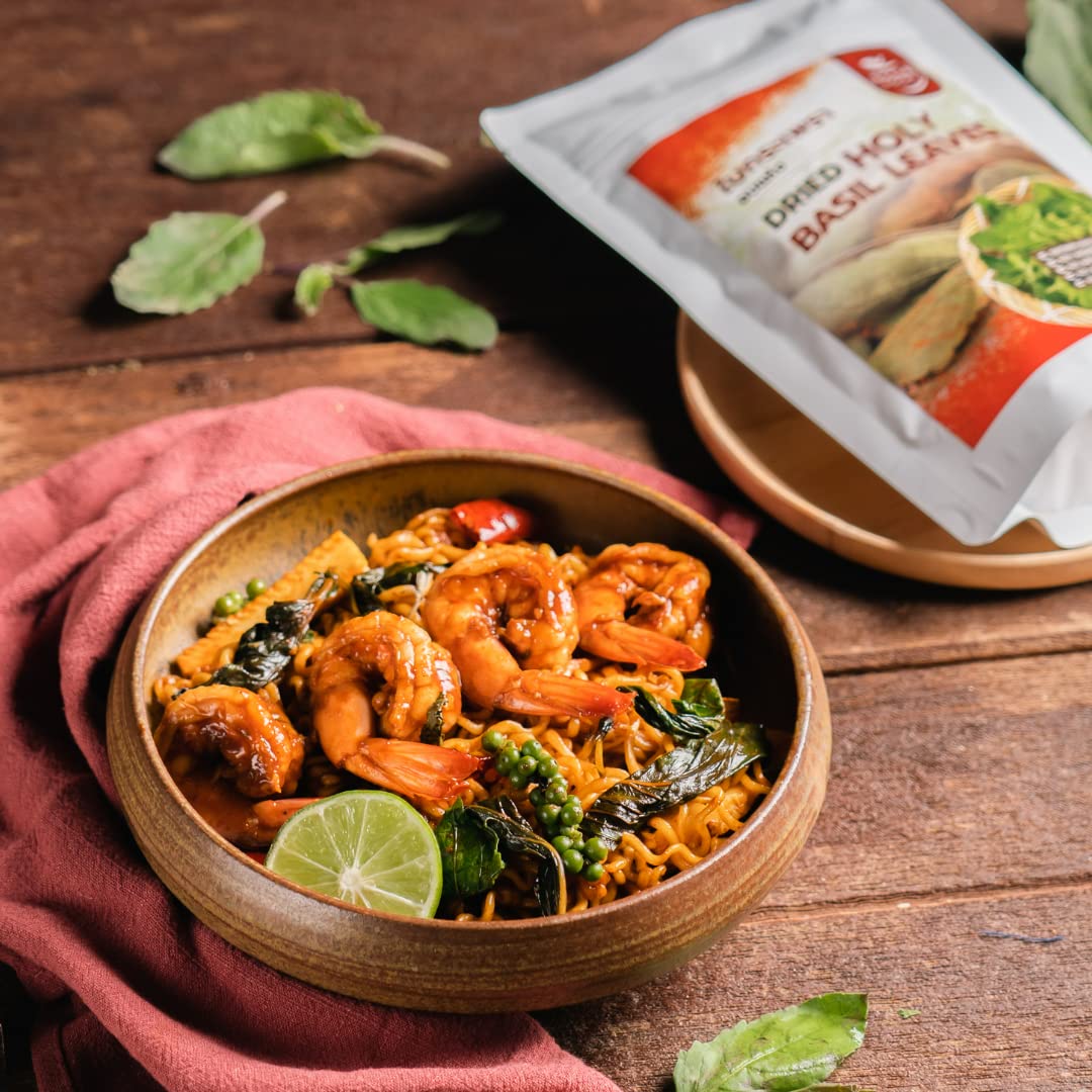 NESAR FOOD Premium Thai Holy Basil Leaves, Dried, Essential Thai Herbs and Spices ingredient in Asian cooking, Natural and Aromatic 20 G (0.71 oz Pack