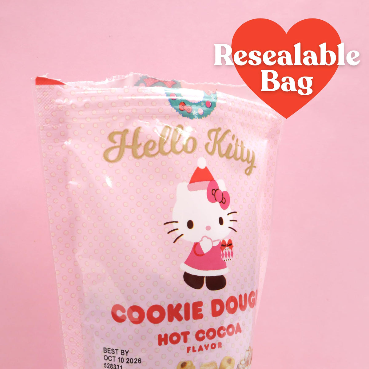 Hello Kitty Cookie Dough Bites, Hot Cocoa Flavored, Valentine's Day Candy Gift, Resealable Bag, 8.5 Ounces