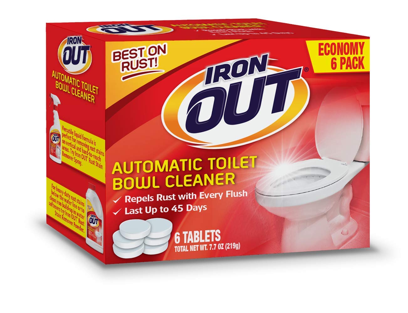 Iron Out Rust Stain Remover Automatic Toilet Bowl Cleaner Tablets, Powerful Gel Spray and Powder