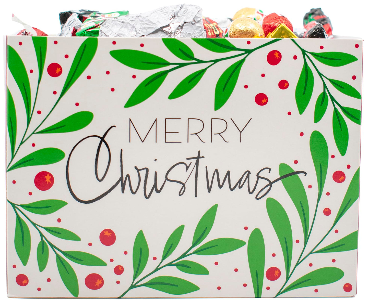 Festive Foil-Wrapped Christmas Milk Chocolates in a Box (2 lbs, Merry Christmas)