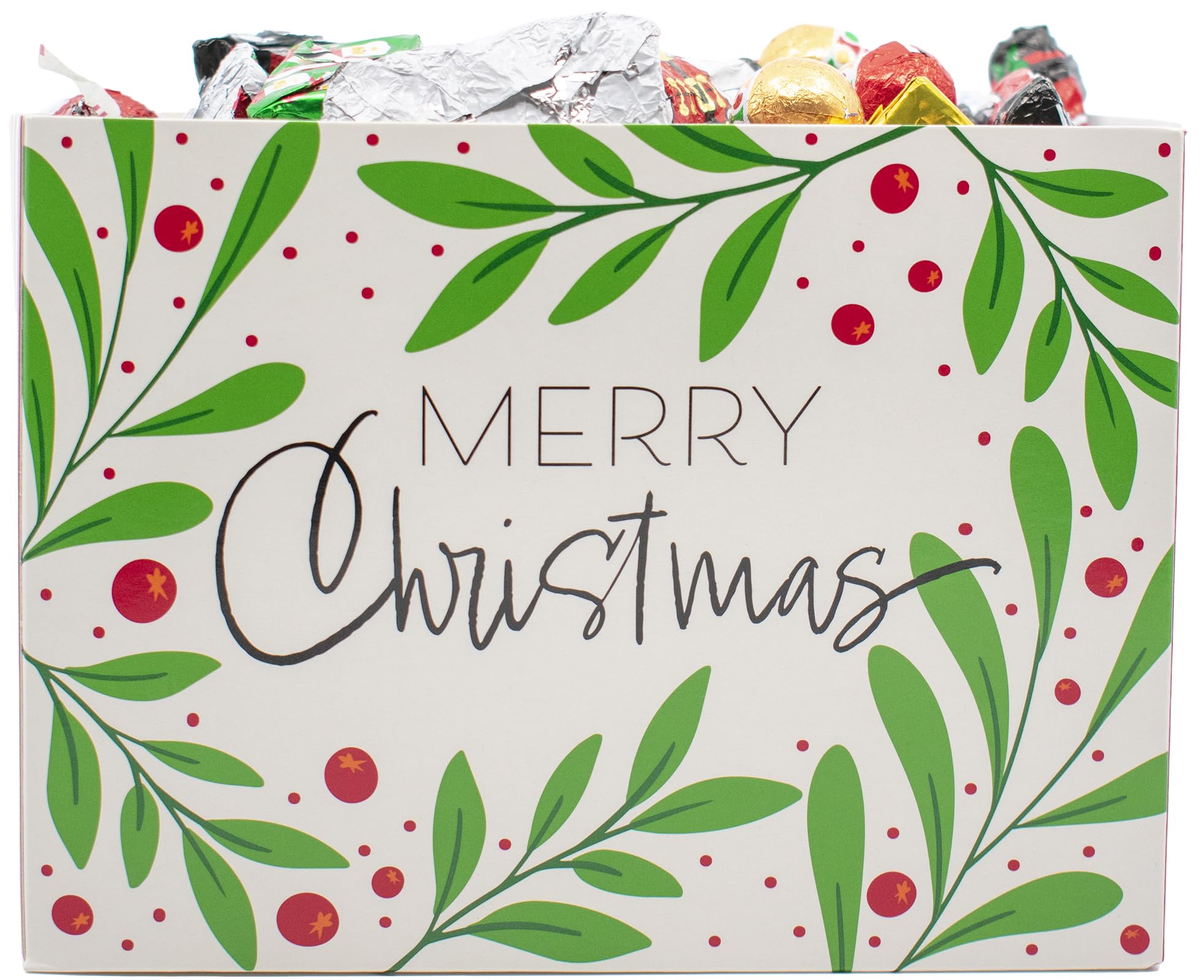 Festive Foil-Wrapped Christmas Milk Chocolates in a Box (2 lbs, Merry Christmas)