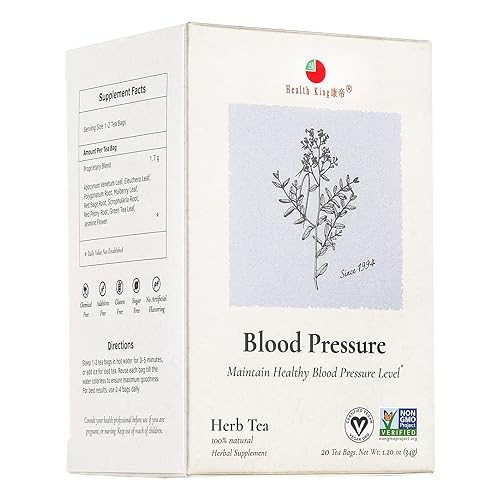Health King Blood Pressure Herb Tea, Teabags, 20 Count Box