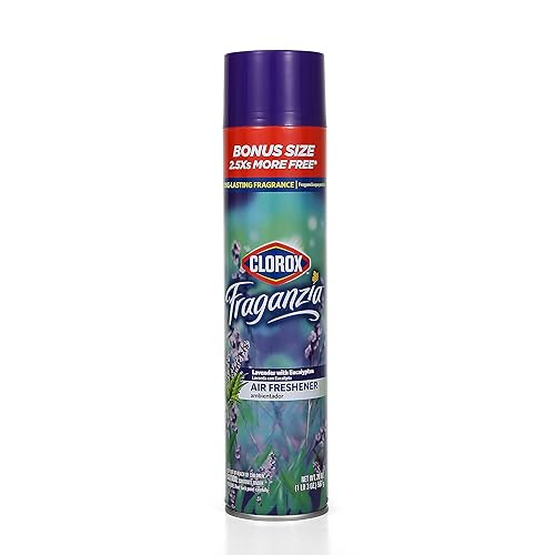 Clorox Fraganzia Aerosol Air Freshener in Lavender with Eucalyptus Scent - Long-Lasting Room Spray, Odor Eliminator for Home, Bathroom, and Bedroom