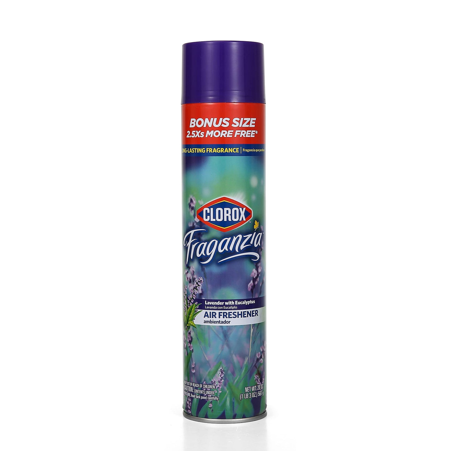 Clorox Fraganzia Aerosol Air Freshener in Lavender with Eucalyptus Scent - Long-Lasting Room Spray, Odor Eliminator for Home, Bathroom, and Bedroom