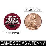 DISTINCTIVS Class of 2026 Graduation Candy Stickers for Chocolate Drops, Maroon Grad Party Favors - 216 Count