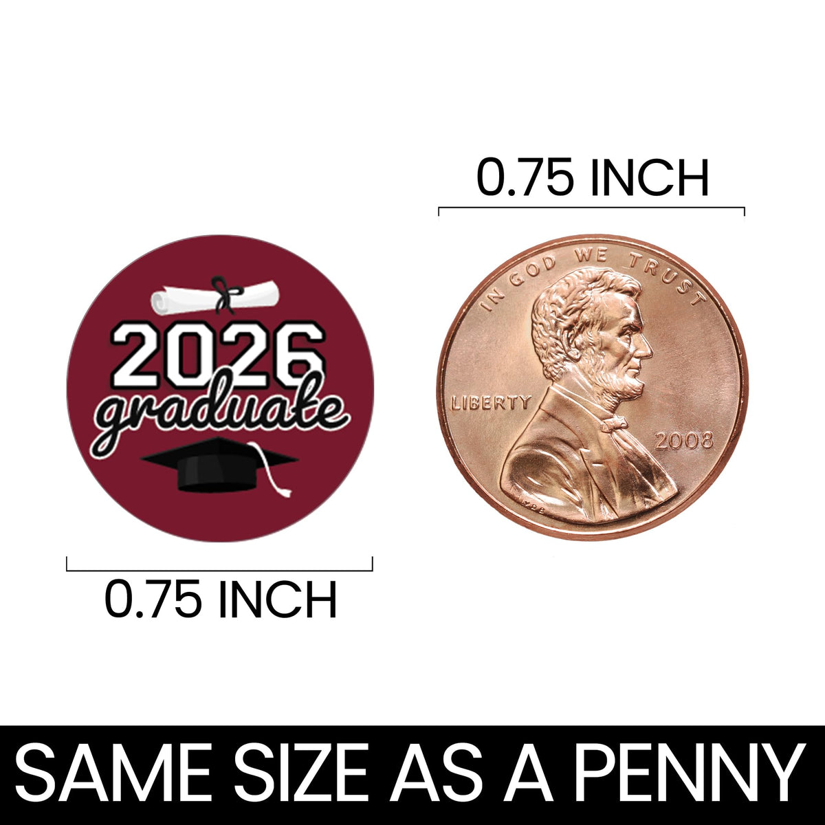 DISTINCTIVS Class of 2026 Graduation Candy Stickers for Chocolate Drops, Maroon Grad Party Favors - 216 Count