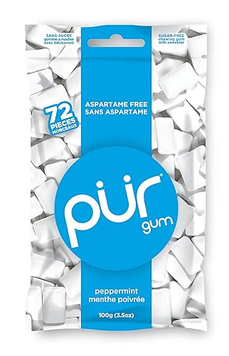 PUR 100% Xylitol Simply Pure Natural Flavored Chewing Gum, Sugarless Peppermint, Aspartame and Gluten Free, Vegan & Keto Friendly, Healthy, Low Carb