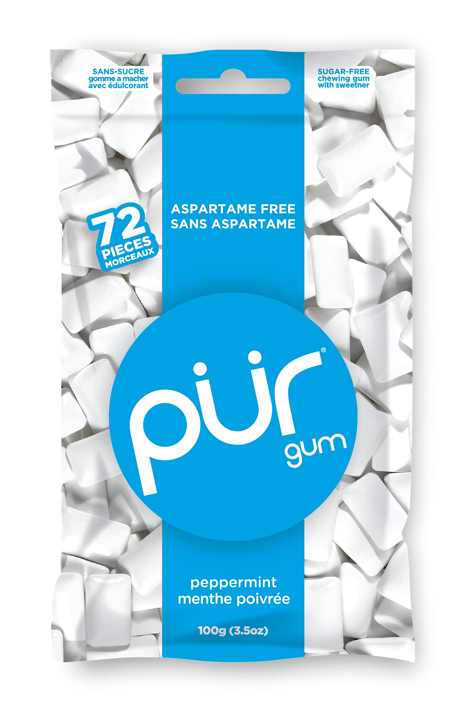 PUR 100% Xylitol Simply Pure Natural Flavored Chewing Gum, Sugarless Peppermint, Aspartame and Gluten Free, Vegan & Keto Friendly, Healthy, Low Carb