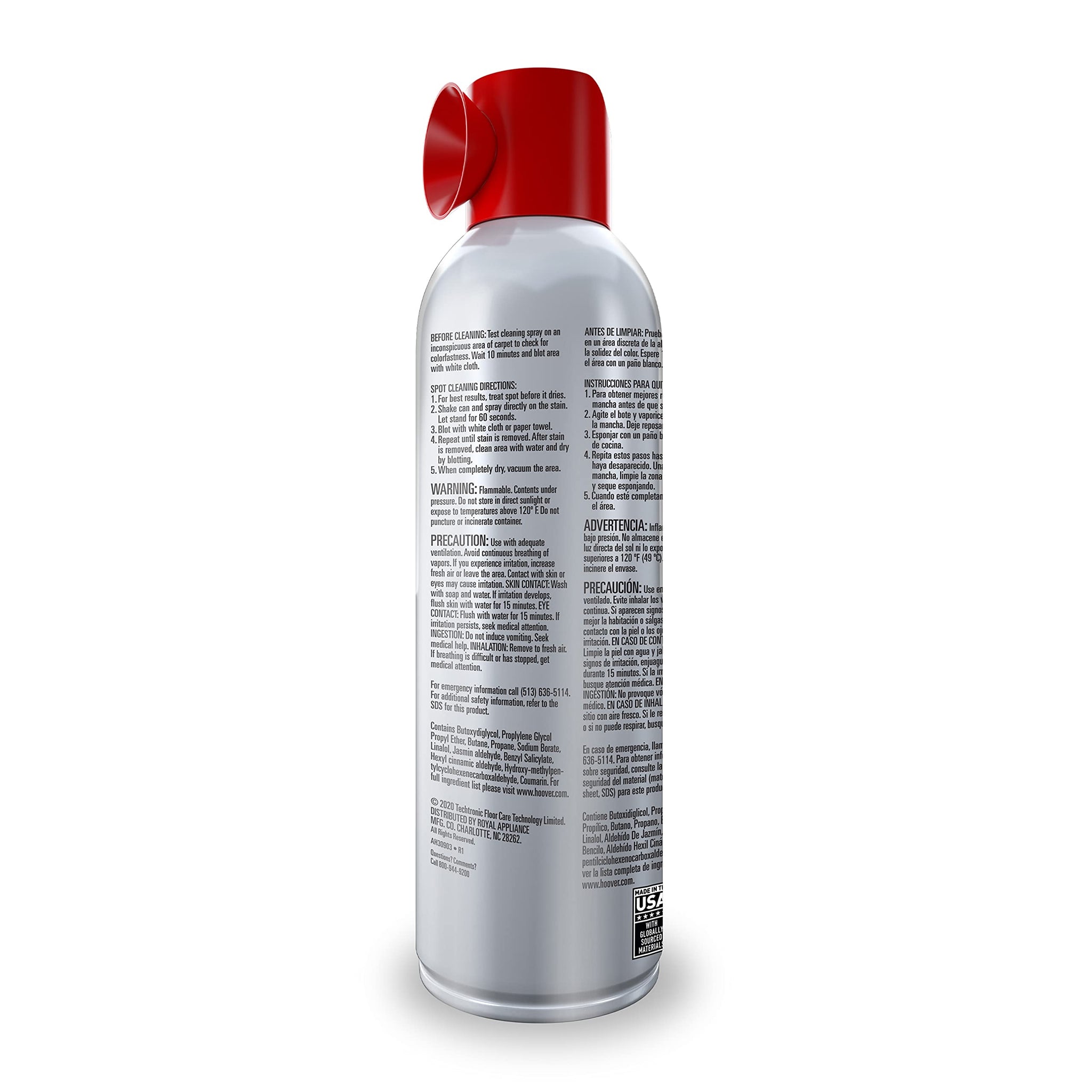 Hoover Max Strength Deep Stain Remover Aerosol Spray, 15 oz., 2 Pack, Fresh Scent, Max Strength Carpet and Upholstery Spot Cleaner Spray, Pair