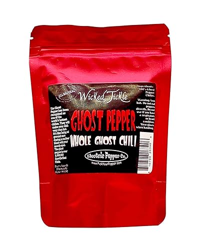 Wicked Tickle Whole Dried Ghost Peppers, 7 Pack (5 + 2 Free), Superhot Bhut Jolokia